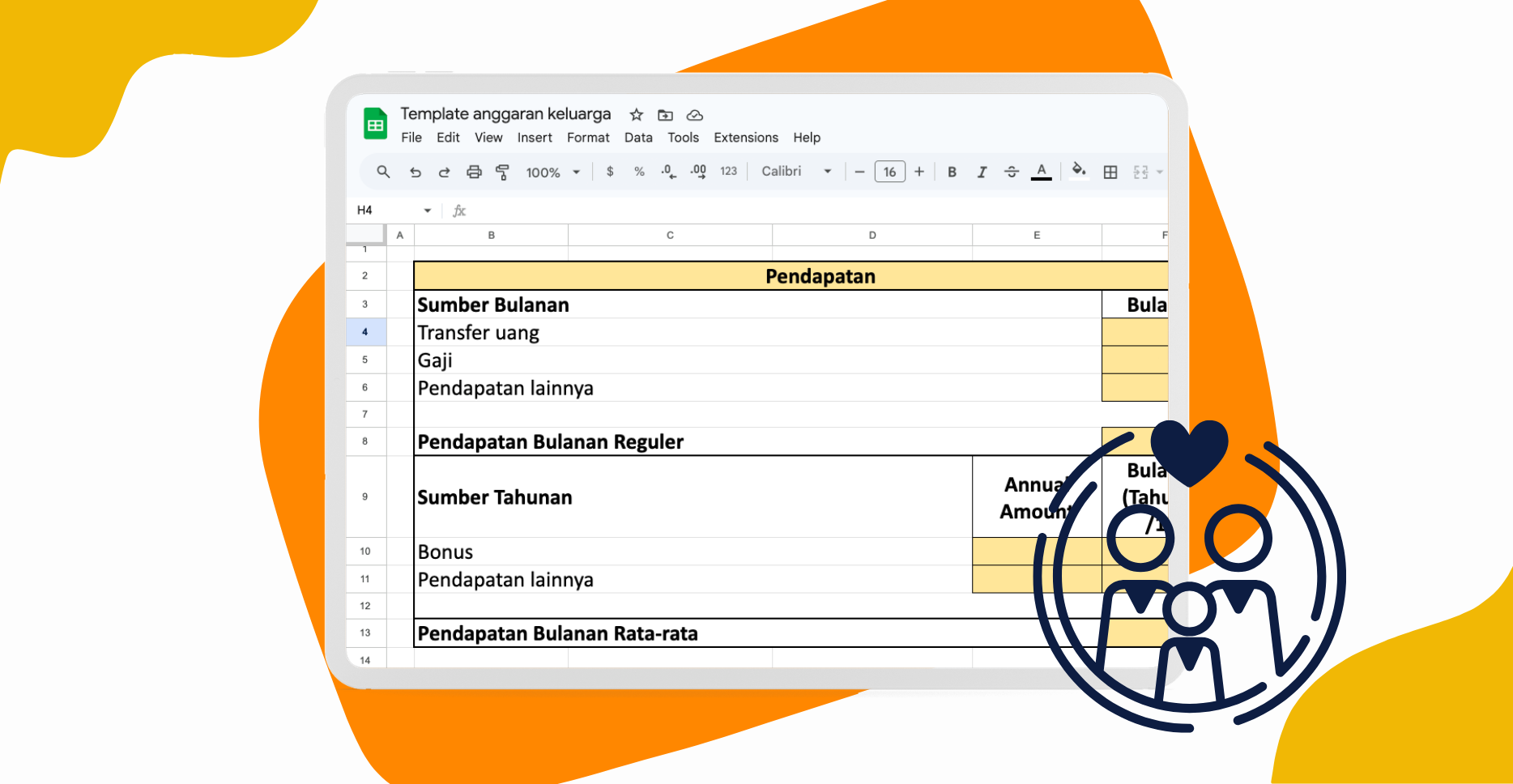 Family budget template BI
