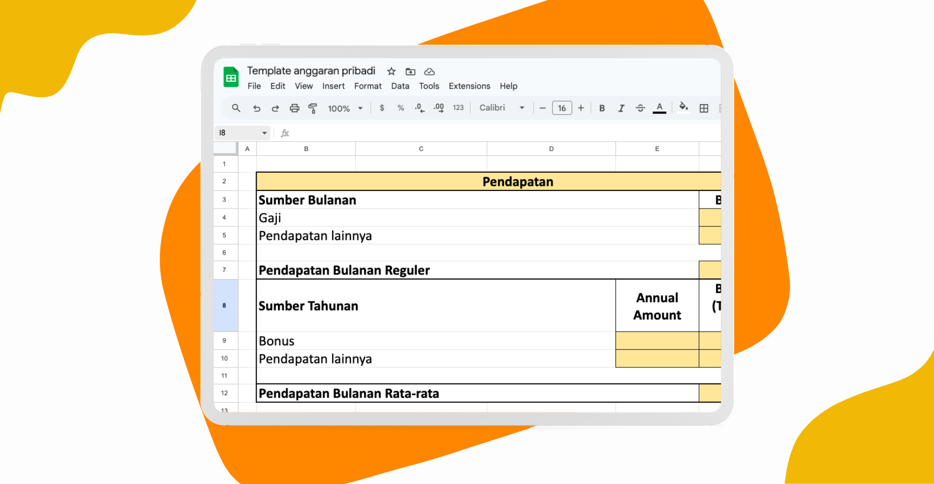 Personal budget template BI