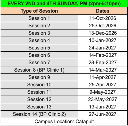Module 3 class schedule for 11 October 2026